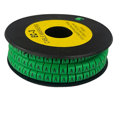 China spool of green letter A cable markers Cable Marker - A Green on black reel for wire labeling