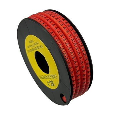 Grippes Cable Marker A - Red spool with repeating A characters for cable identification and labeling