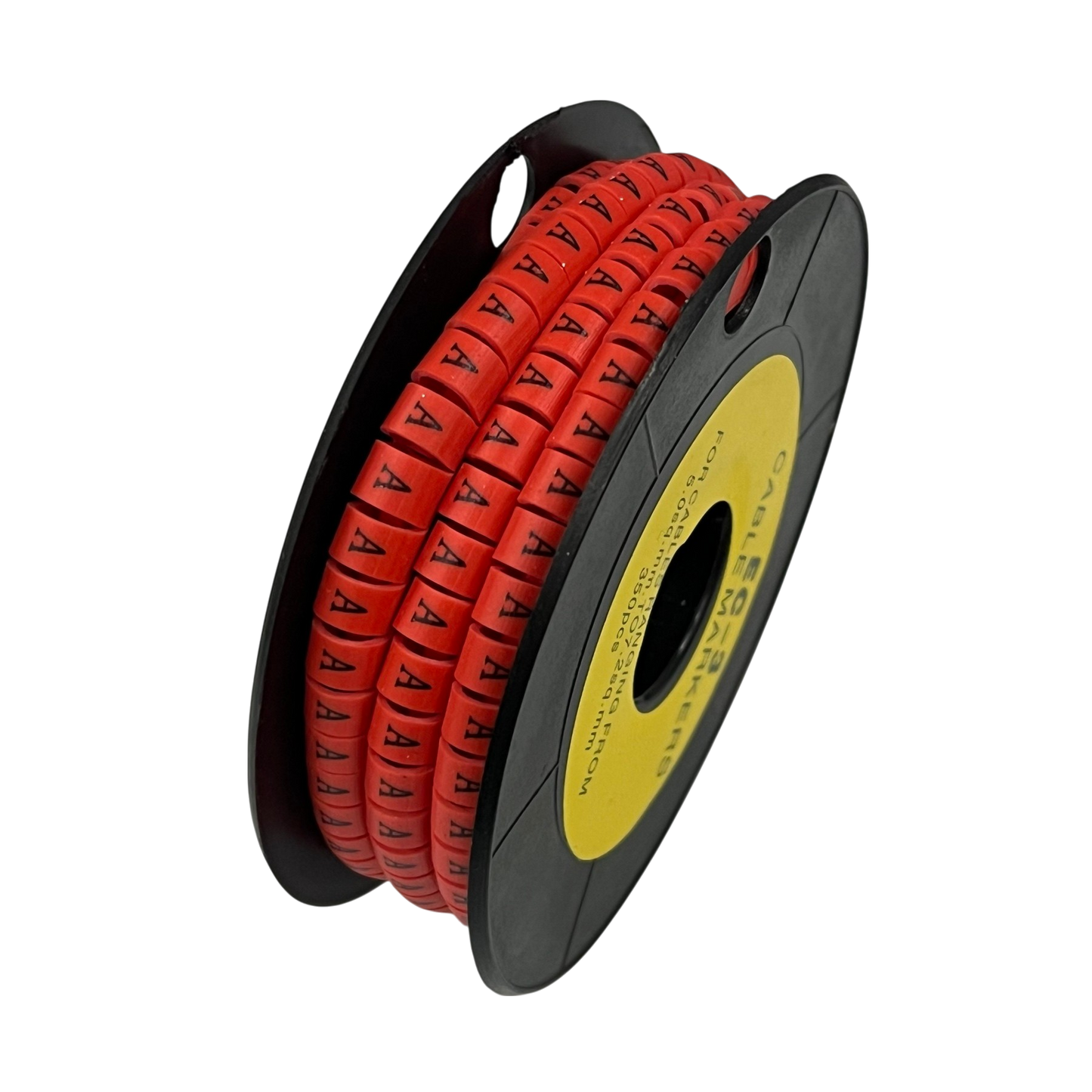 Grippes Cable Marker A - Red on a spool, ideal for organizing and identifying cables.
