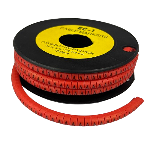 Grippes Cable Marker A - Red spool of flexible lettered cable markers for wire identification
