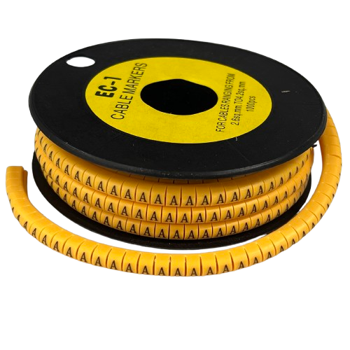 Cable Marker - A Yellow spiral cable marker spool from China for wire identification and cable management