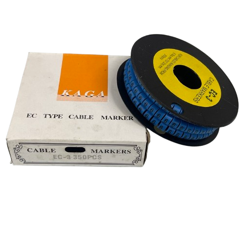 Grippes Cable Marker Blue - 6 on a spool with packaging for effective cable organization