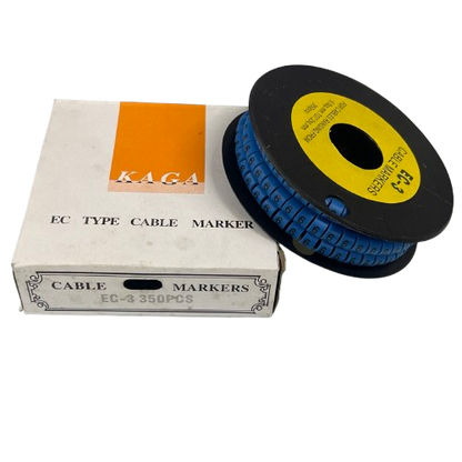Grippes Cable Marker Blue - 6 on a spool with packaging for effective cable organization