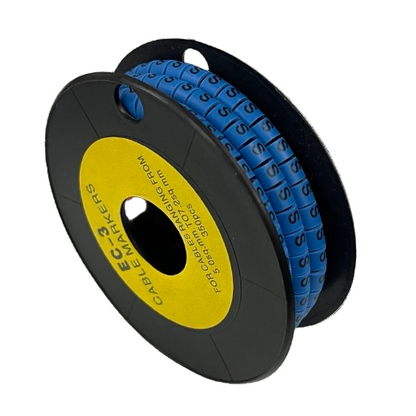 Grippes Cable Marker Blue - S spool of blue letter S cable markers for cable identification