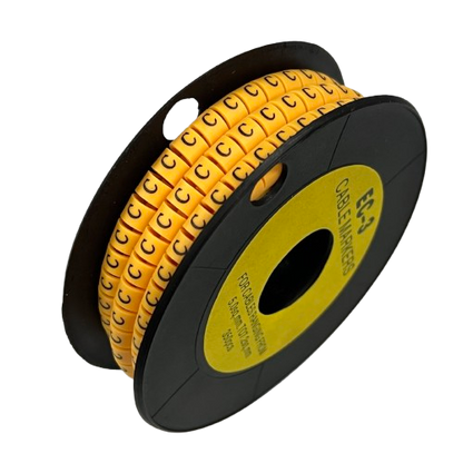 Grippes Cable Marker C - Yellow spool of letter C cable markers for cable management labeling