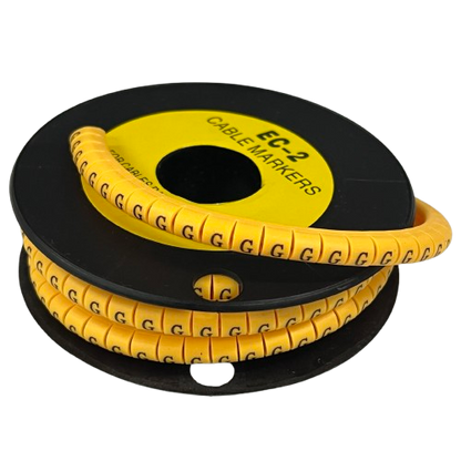 Grippes spool of yellow letter G cable markers for organized wiring Cable Marker g - Yellow labeling