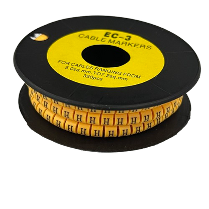 Grippes cable management reel showing yellow letter H markers for labeling wires Cable Marker - H Yellow . Durable