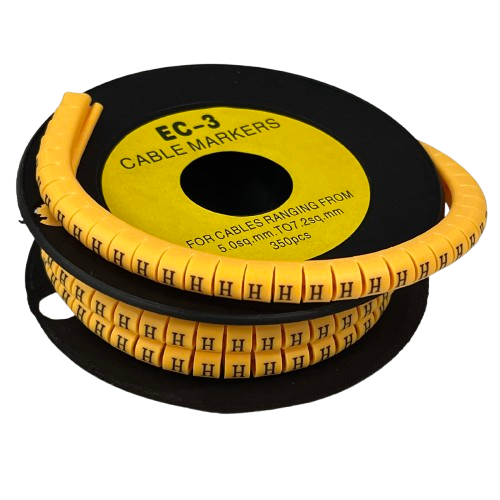 Grippes cable management spool with yellow H ID markers Cable Marker - H Yellow . for organized wiring