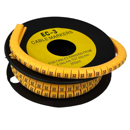 Grippes cable management spool with yellow H ID markers Cable Marker - H Yellow . for organized wiring