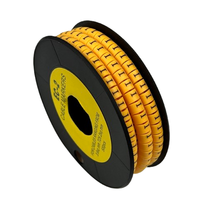 Grippes spool of segmented wire labels Cable Marker - I Yellow for cable management and identification