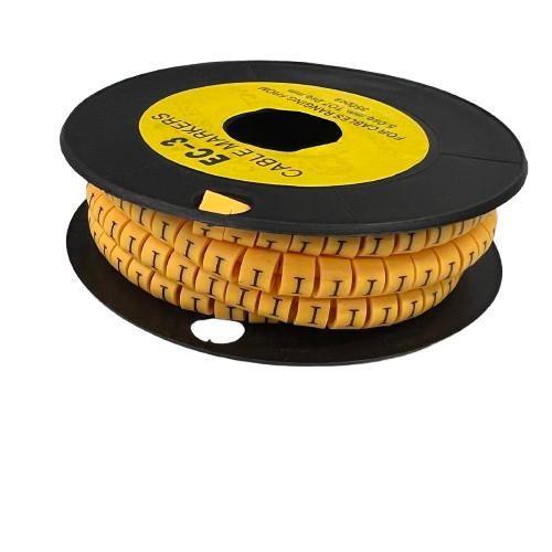 Grippes Cable Marker - I Yellow spool of flexible split markers for cable management and wire identification