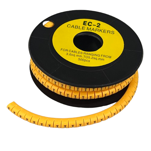 Grippes Cable Marker - I Yellow spool with flexible segmented tubing for cable identification