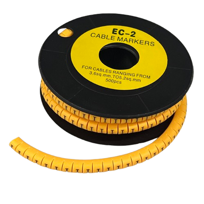 Grippes Cable Marker - I Yellow spool with flexible segmented tubing for cable identification