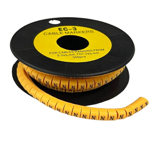 Grippes Cable Marker - N Yellow spool of segmented wraparound cable markers for labeling wires and cables