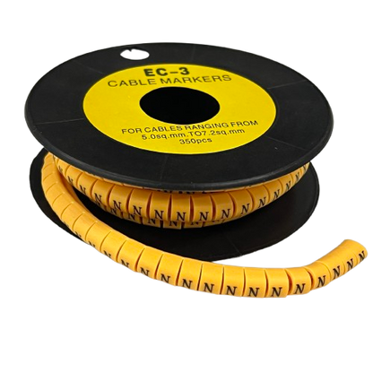 Grippes Cable Marker - N Yellow spool of segmented wraparound cable markers for labeling wires and cables