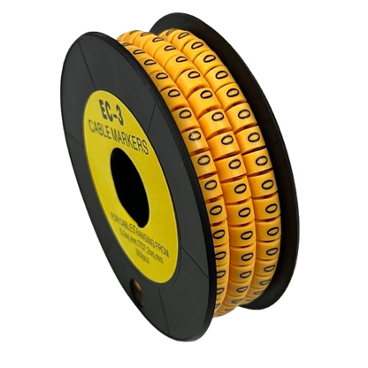 Grippes spool of yellow O cable markers on black reel for wiring identification Cable Marker O - Yellow