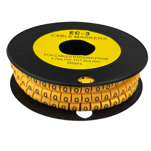 Grippes Cable Marker Q - Yellow spool of flexible letter Q cable markers for wire identification and organization