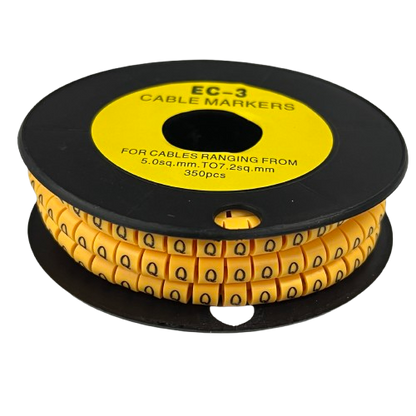 Grippes Cable Marker Q - Yellow spool of flexible letter Q cable markers for wire identification and organization