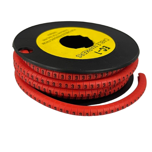 Grippes Cable Marker Red 3 spool of flexible red number 3 sleeve markers for cable identification