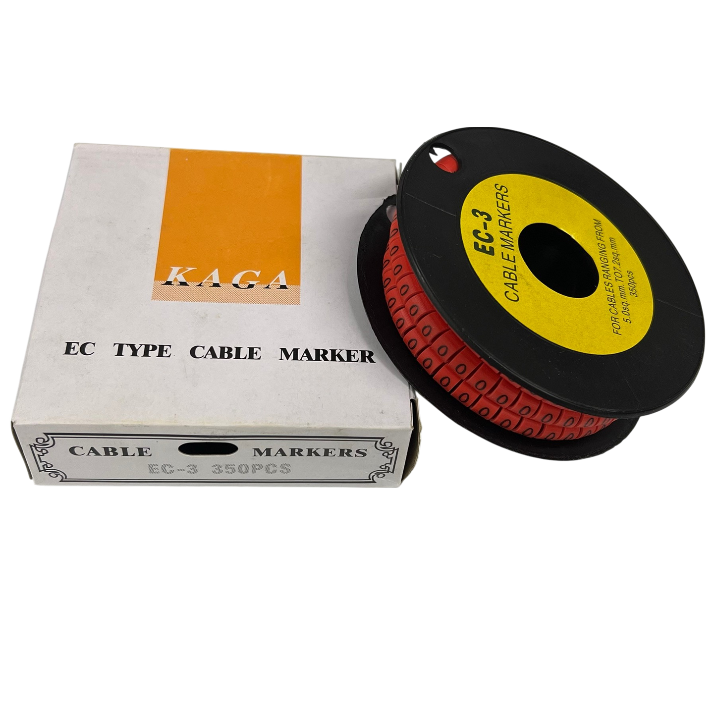 Grippes Cable Marker Red - 0 on a reel with a box, ideal for organizing and labeling cables
