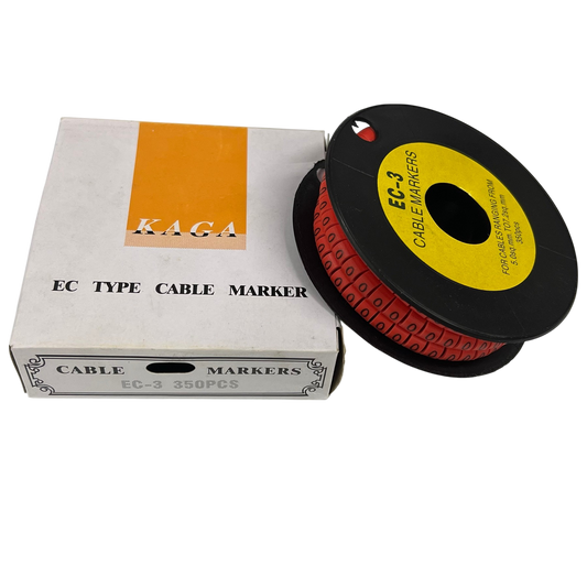 Grippes Cable Marker Red - 0 on a reel with a box, ideal for organizing and labeling cables