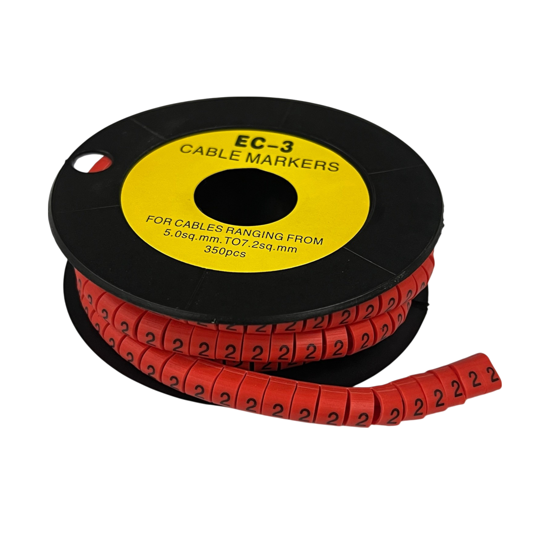 Grippes Cable Marker Red - 2 on Spool, Ideal for Organizing Cables from 5.0mm to 7.2mm, 350 Pieces