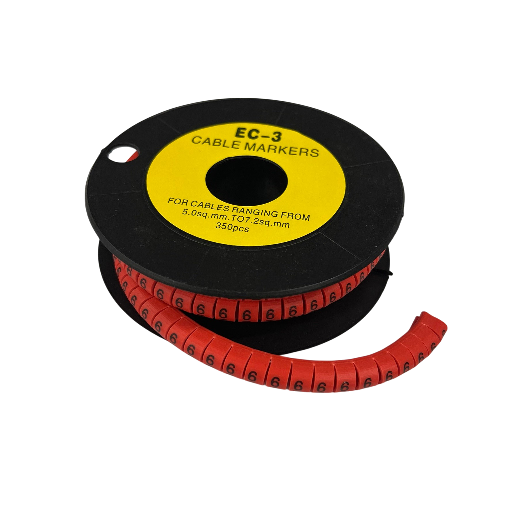 Grippes Cable Marker Red - 6 350pcs on a spool, ideal for organizing cables from 5.0mm to 7.9mm.