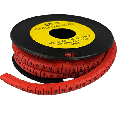 Grippes Cable Marker Red - 9 on a spool for organizing and labeling cables easily
