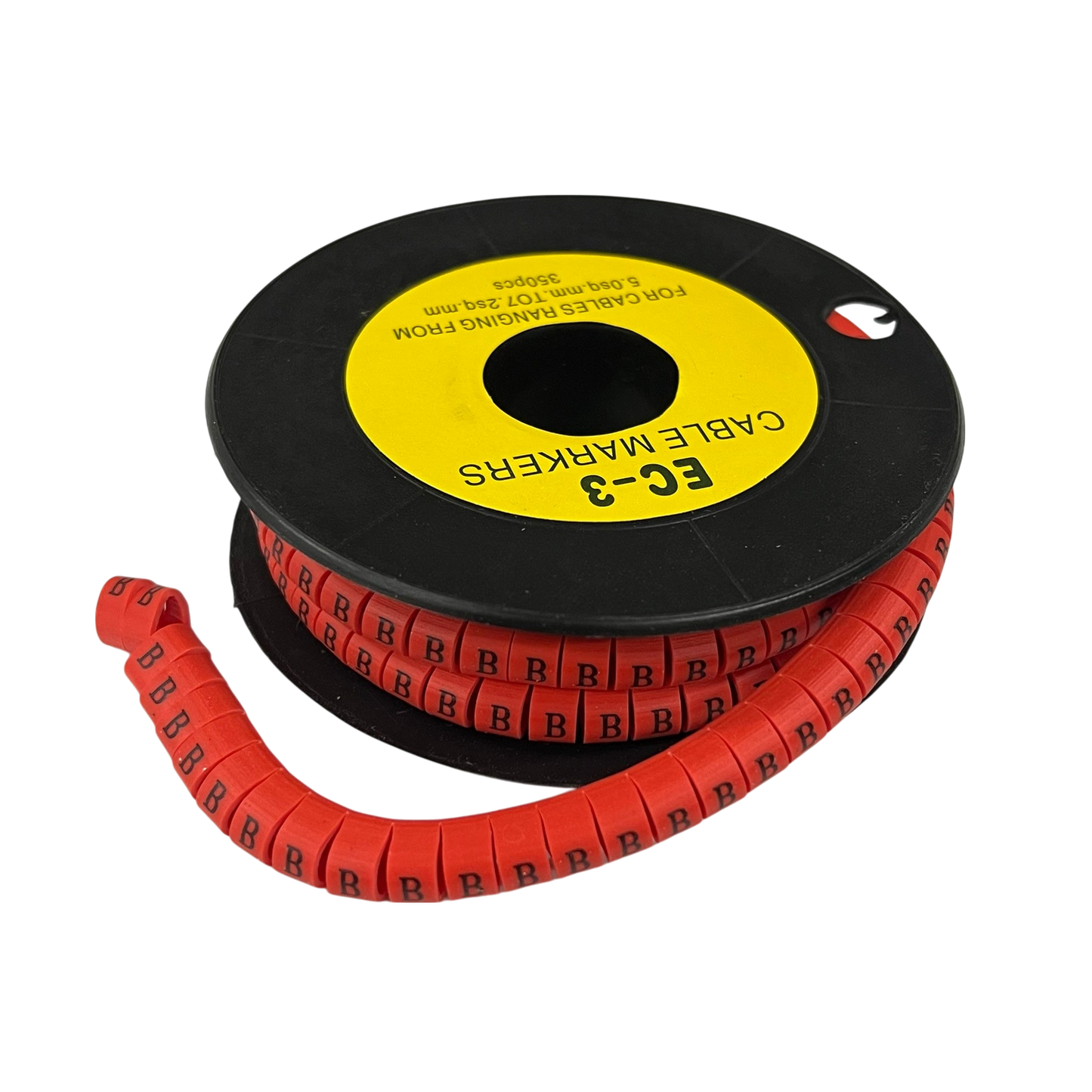 Grippes Cable Marker Red - B on spool for organized cable management and easy identification