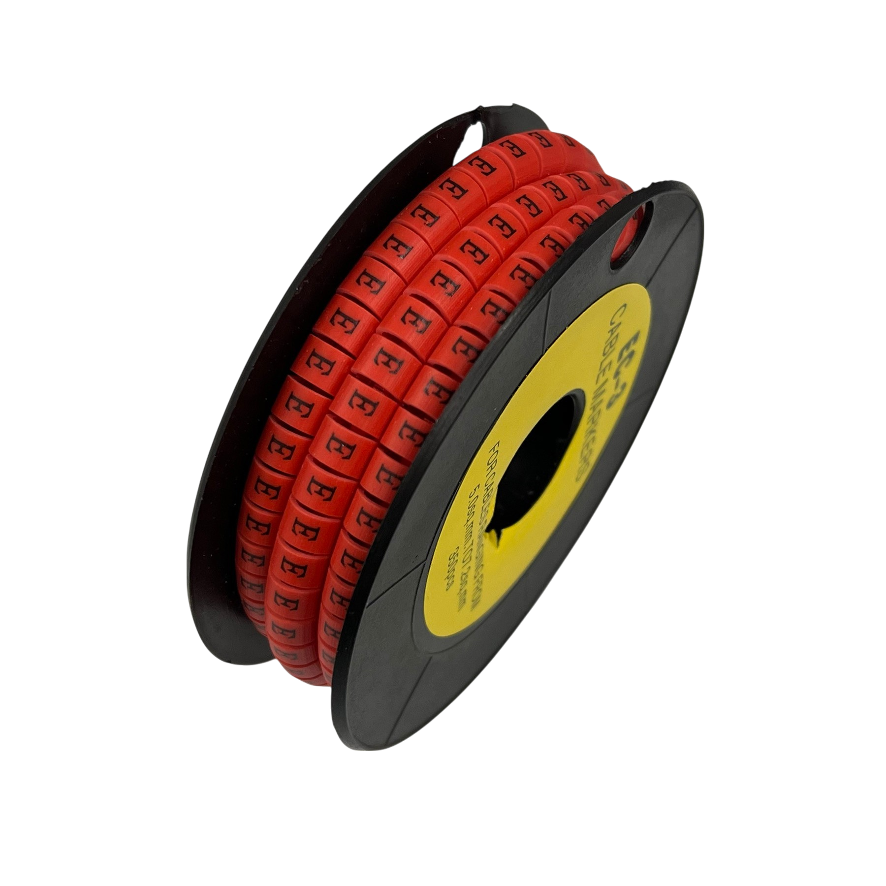 Grippes Cable Marker Red - E on a spool for efficient cable organization and identification