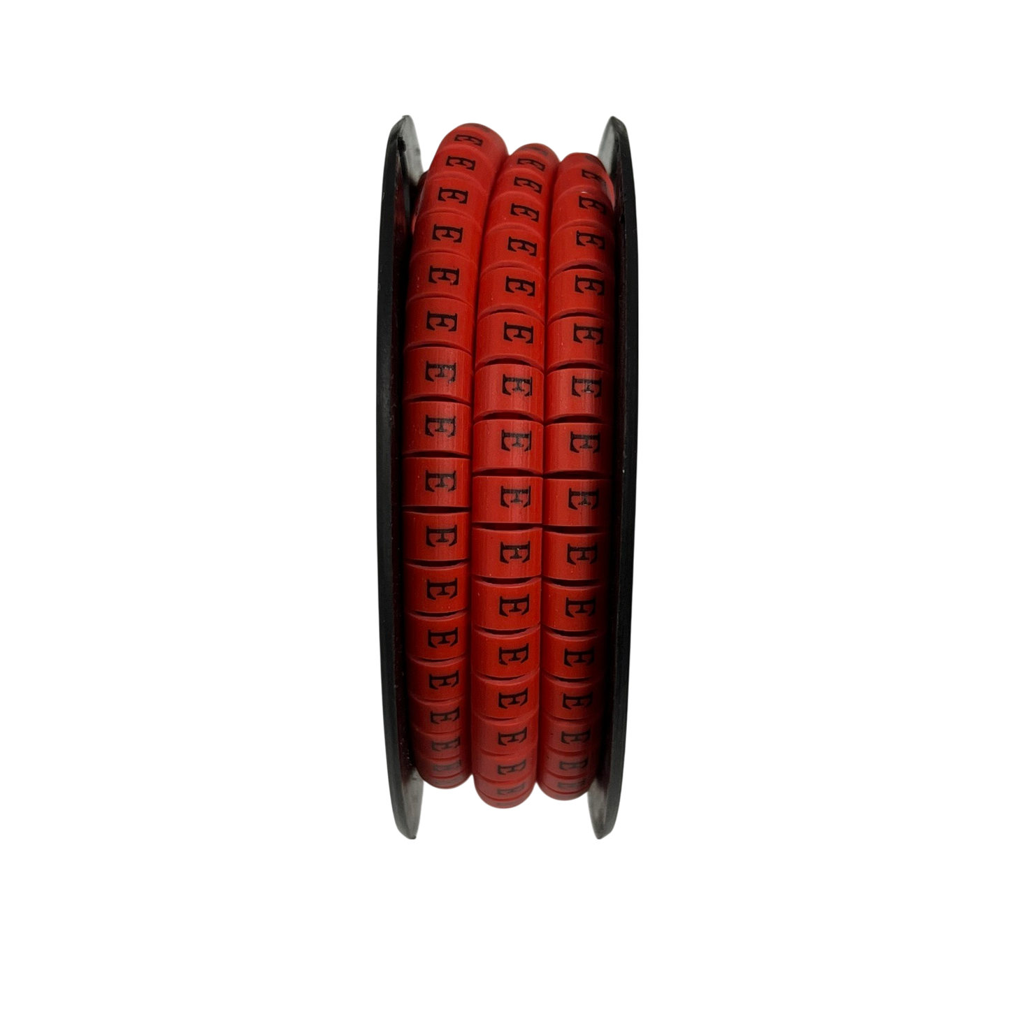 Grippes Cable Marker Red - E on a spool for organizing and identifying cables easily