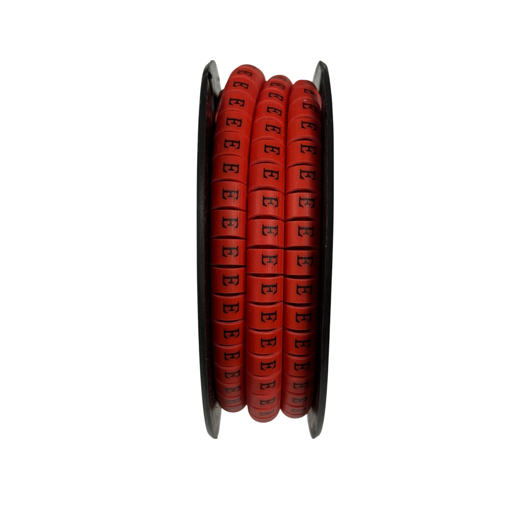 Grippes Cable Marker Red - E on a spool for organizing and identifying cables easily