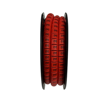 Grippes Cable Marker Red - E on a spool for organizing and identifying cables easily