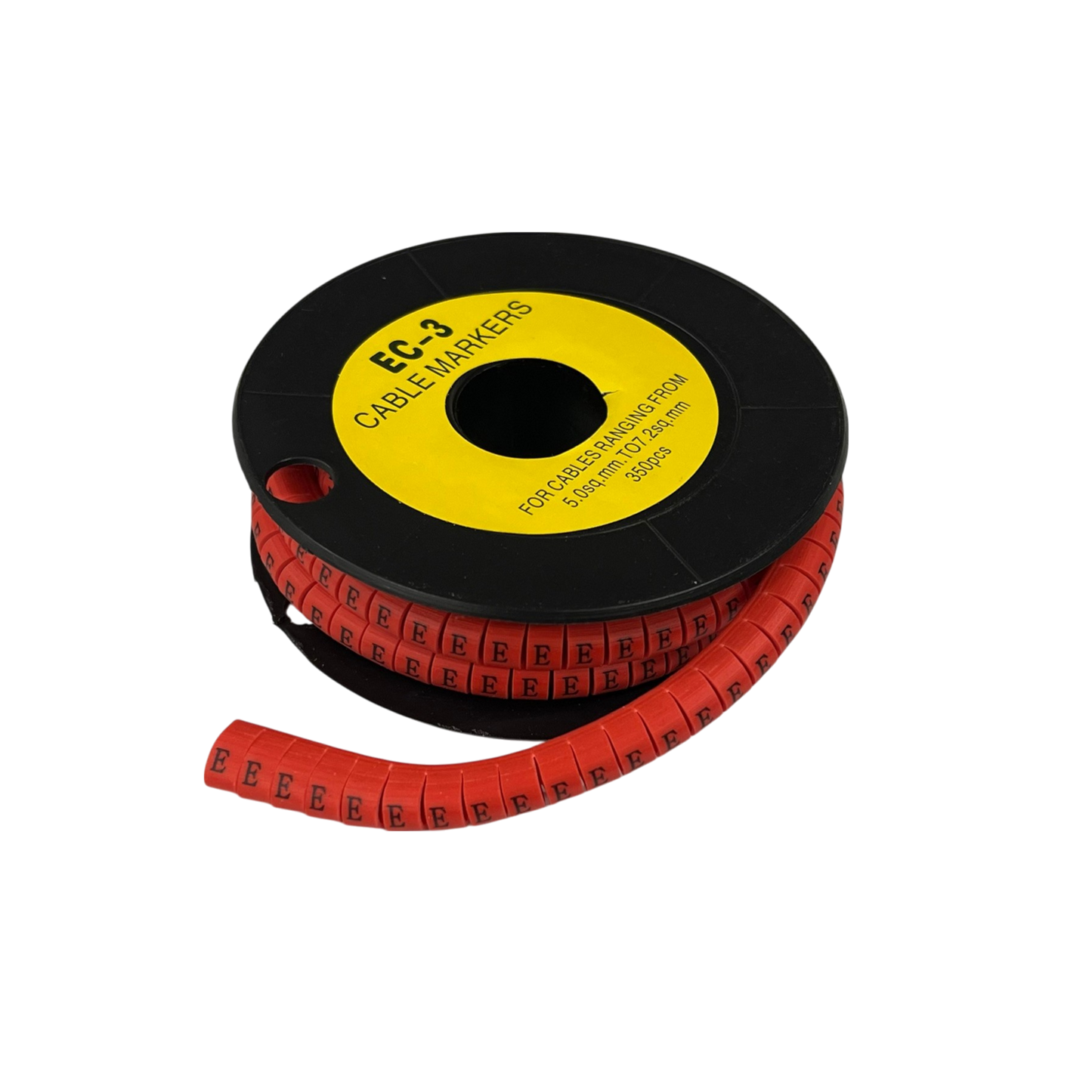 Grippes Cable Marker Red - E on a spool for organized cable management and identification
