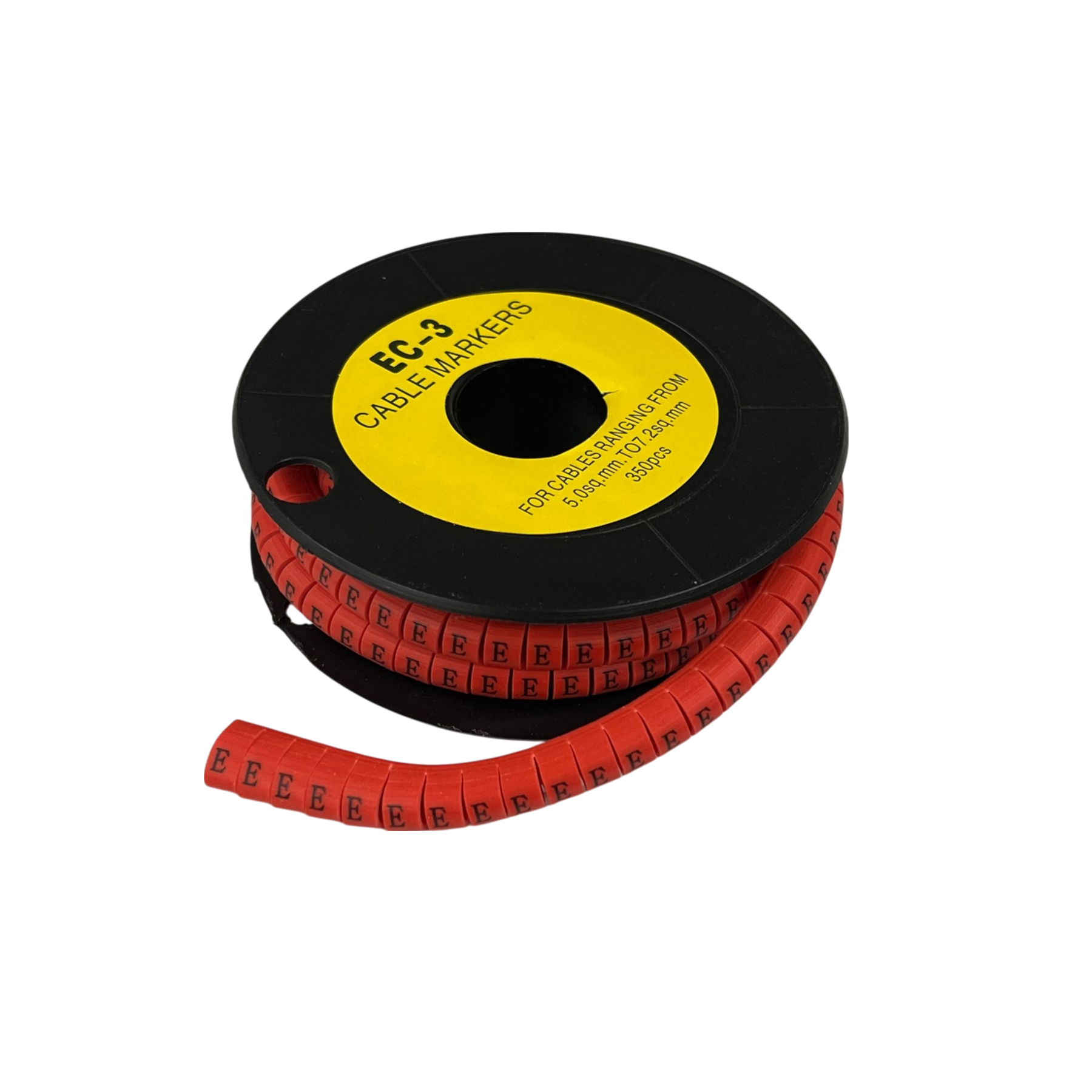 Grippes Cable Marker Red - E on a spool for organized cable management and identification