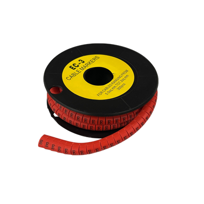 Grippes Cable Marker Red - E on a spool for organized cable management and identification