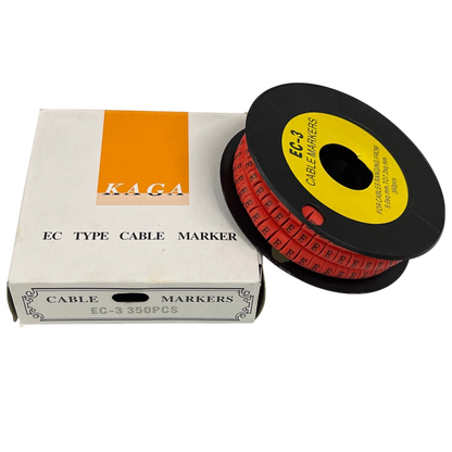 Grippes Cable Marker Red - E in a convenient roll with a packaging box for organized cable management