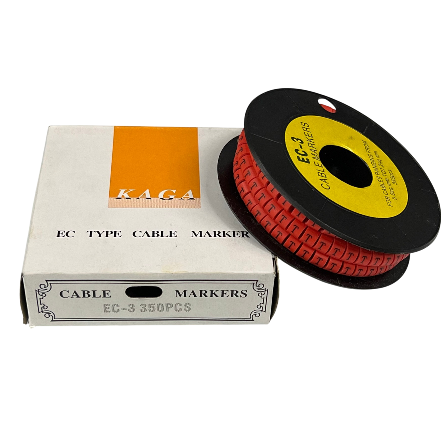 Grippes Cable Marker Red - T on a spool with box, ideal for organizing cables and wires