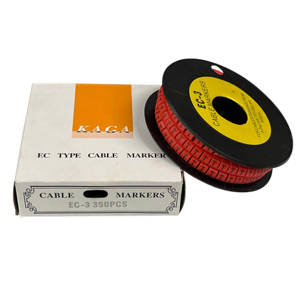 Grippes Cable Marker Red - T on a spool with box, ideal for organizing cables and wires