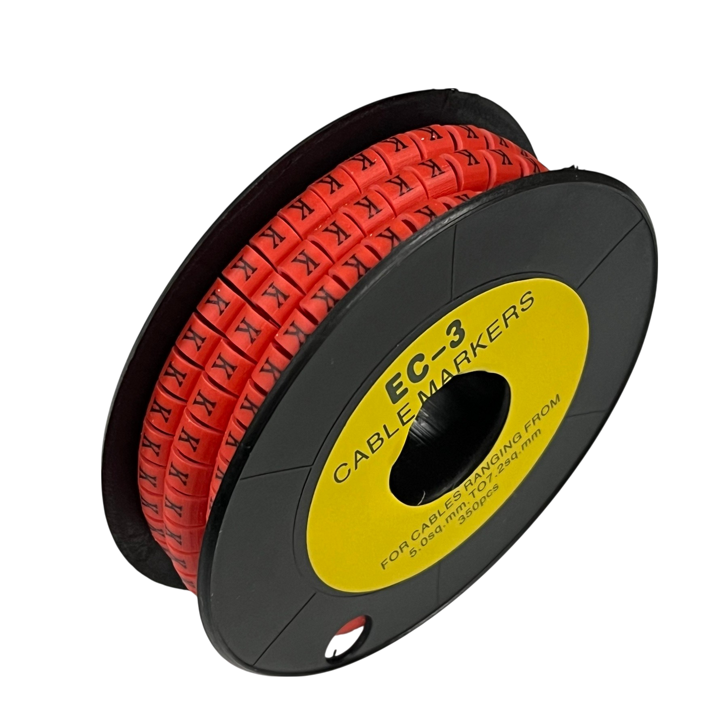 Grippes Cable Marker Red - K on a spool for organized cable management and labeling