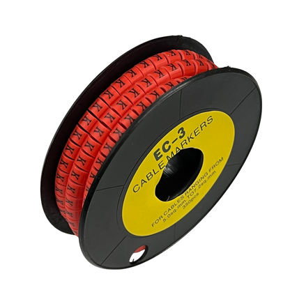 Grippes Cable Marker Red - K on a spool for organized cable management and labeling