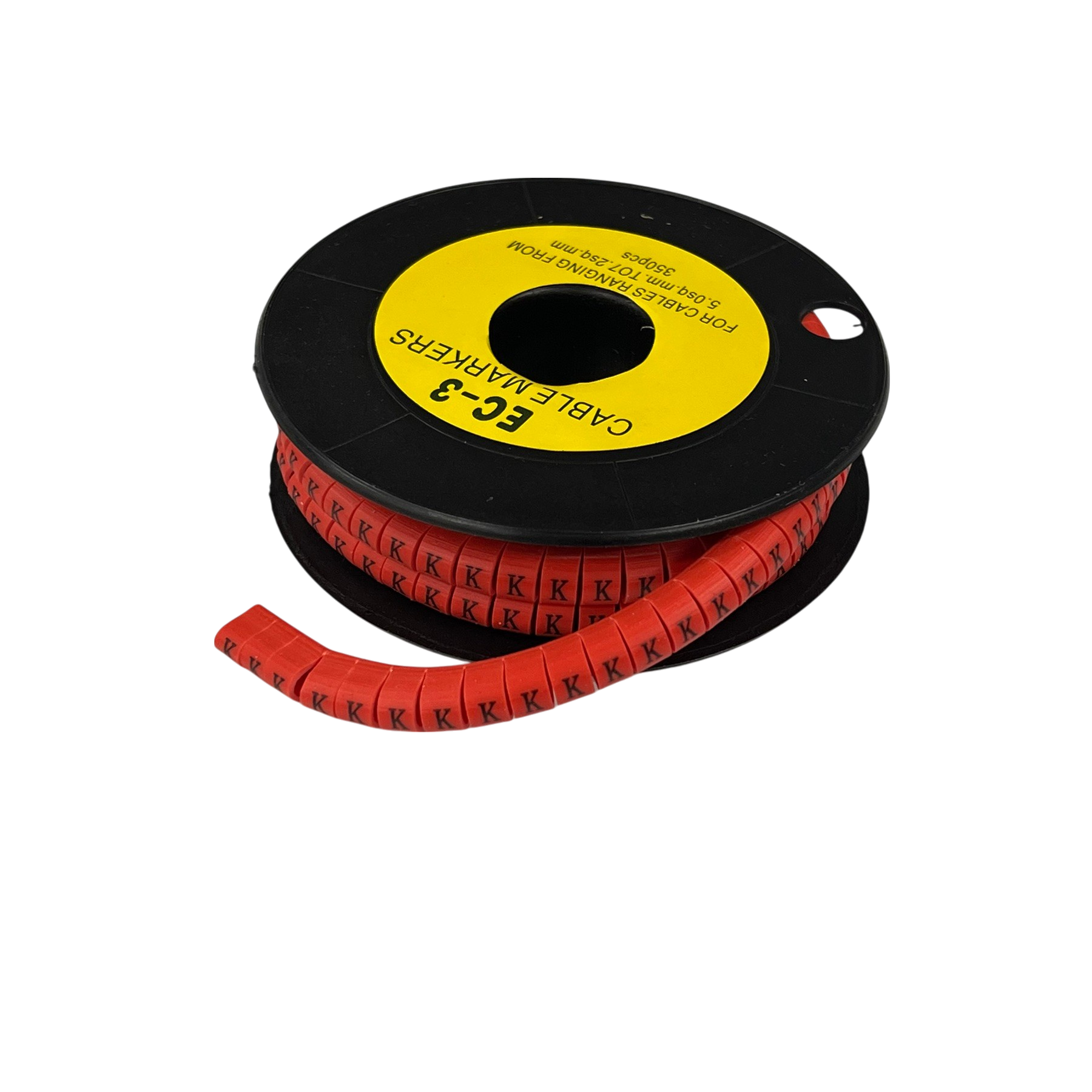 Grippes Cable Marker Red - K on a spool for organized cable management and identification