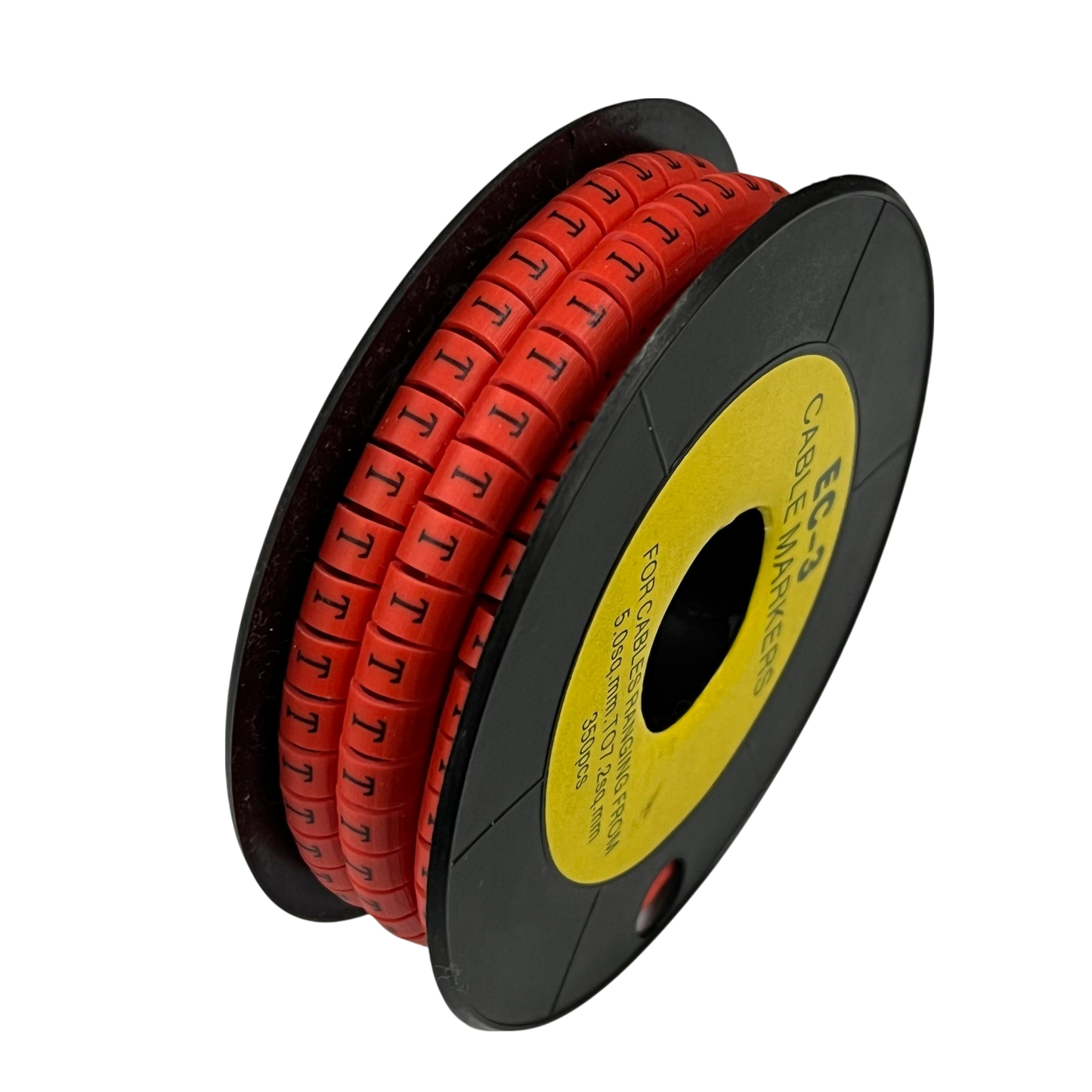 Grippes Cable Marker Red - T in a spool for organized cable management and easy identification