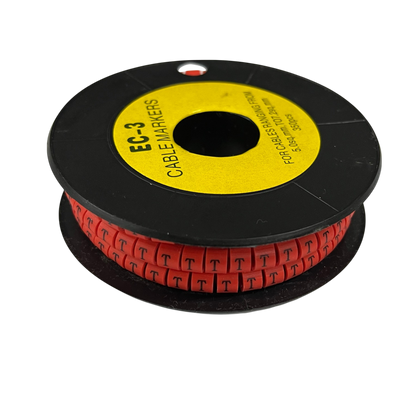 Grippes Cable Marker Red - T on a spool for organized cable management