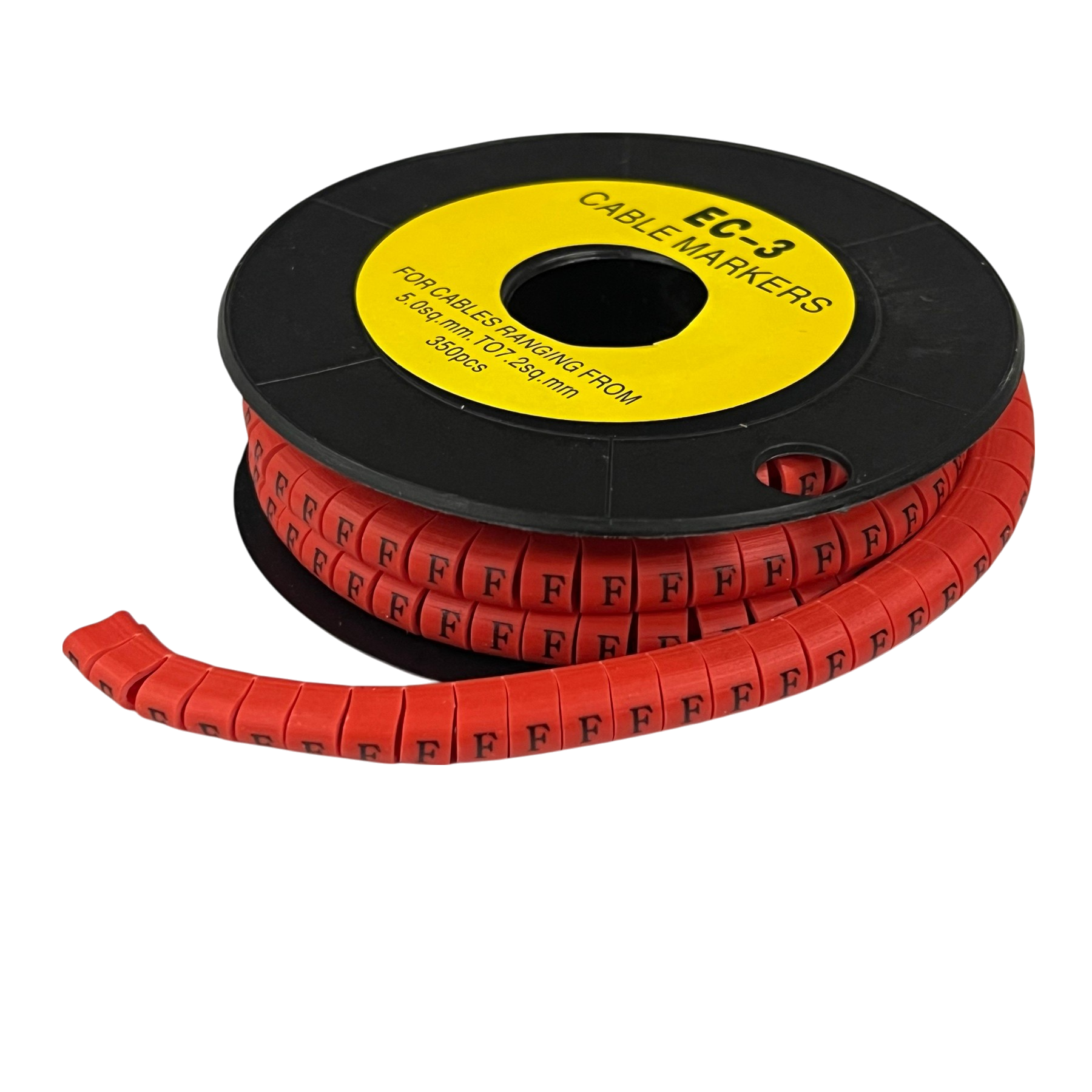 Grippes Cable Marker Red - F on a spool, perfect for easy wire identification and organization