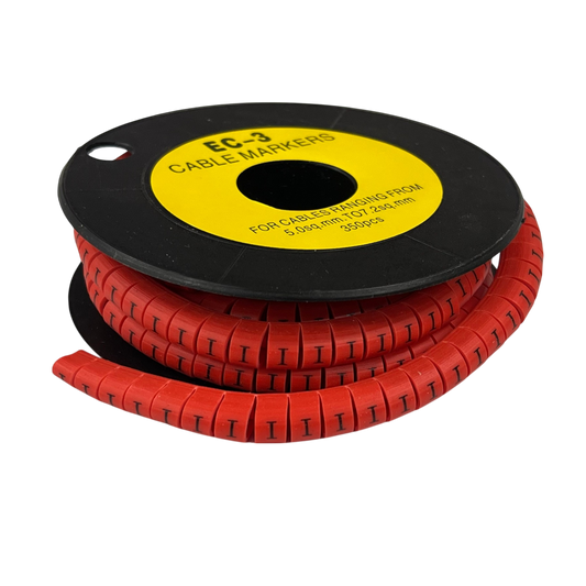 Grippes Cable Marker Red - I on a spool for organized cable management and easy identification