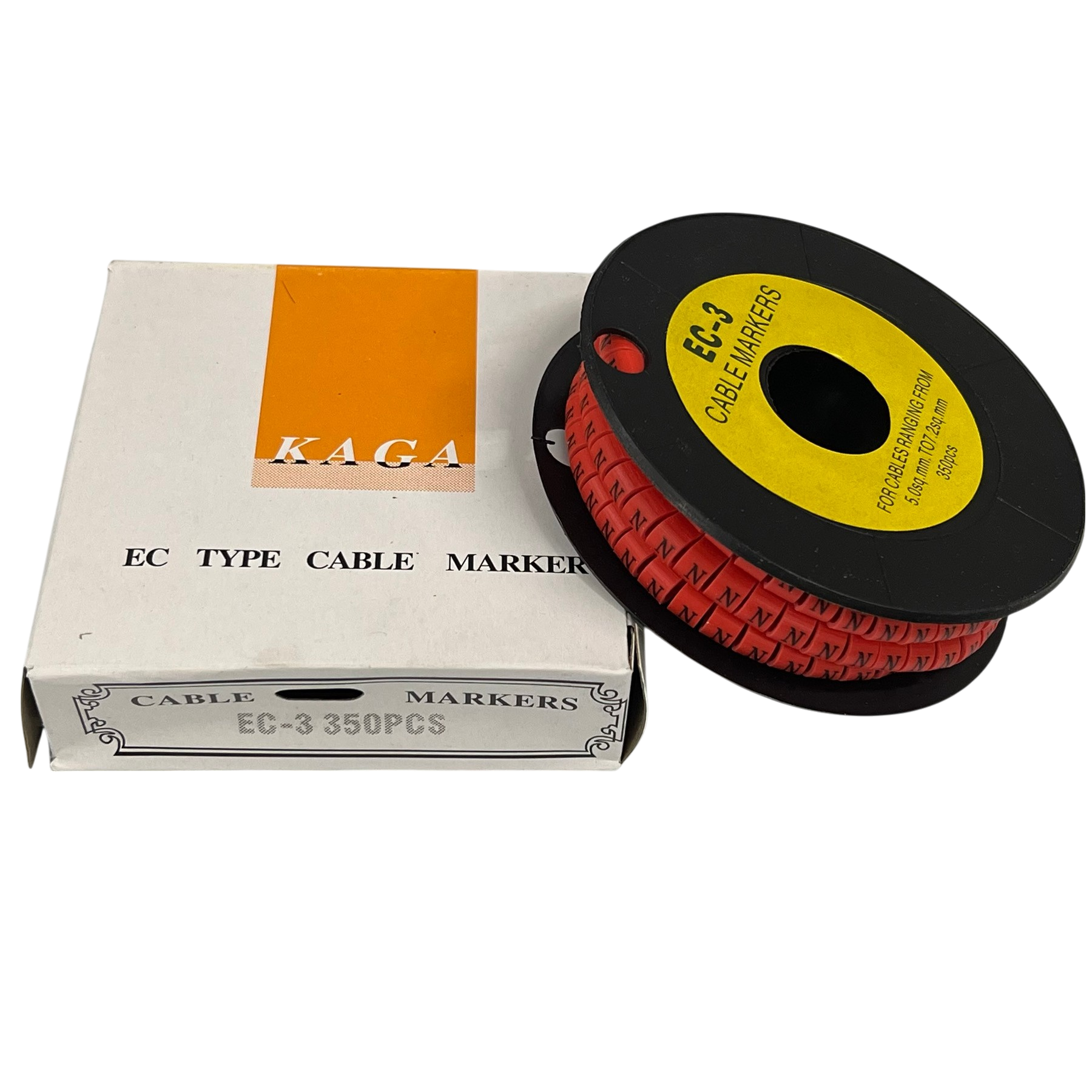 Grippes Cable Marker Red - N on a spool, packaged with 350 pieces for organized cable management