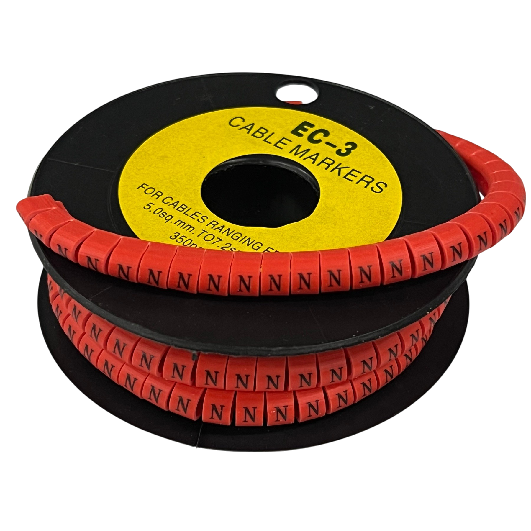 Grippes Cable Marker Red - N on a spool for easy cable management and organization