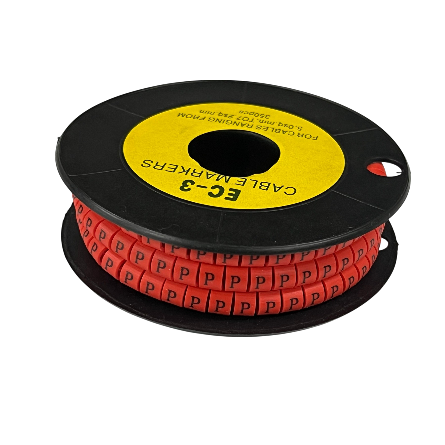 Grippes Cable Marker Red - P on a spool for organized cable management and identification