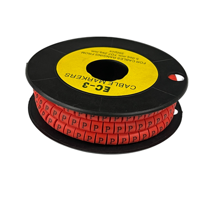 Grippes Cable Marker Red - P on a spool for organized cable management and identification